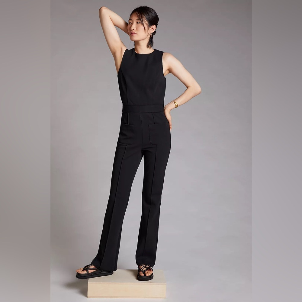 Maeve Ponte Wide-Leg Jumpsuit - Size XS